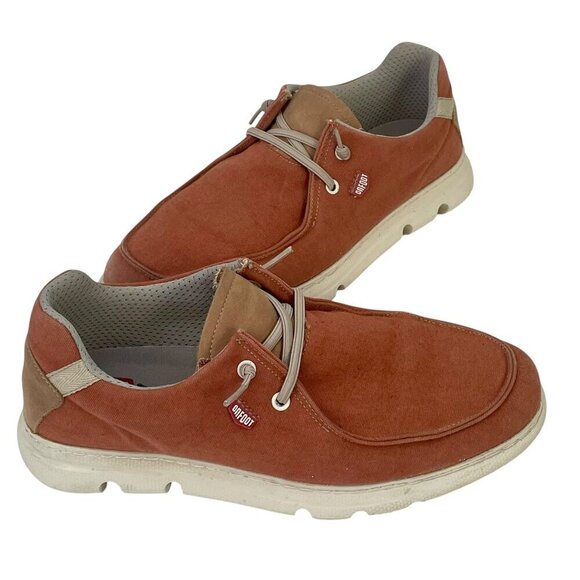 OnFoot Orange Canvas & Leather Slip-On Sneakers Gum Sole Men’s 9 EU 42 - Picture 2 of 14